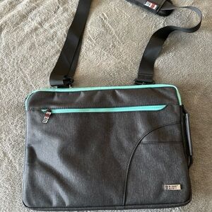 Black and teal BUBM laptop bag